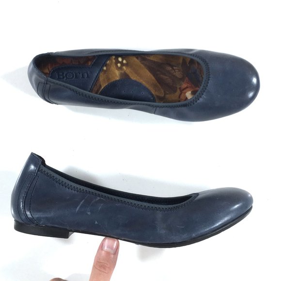 Born Julianne Ballet Flats Womens Size 6.5 W Wide Blue Leather B78234 - Picture 1 of 9